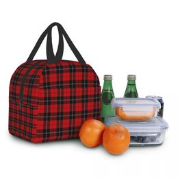 Scottish Clan Tartan Portable Lunch Boxes for Women Check Plaid Thermal Cooler Food Insulated Lunch Bag School Children Student