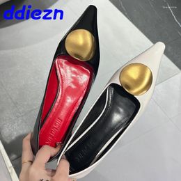 Casual Shoes Soft Pointed Toe Ladies Flats Female Slip On Footwear Fashion Metal With Slides For Women In 2024