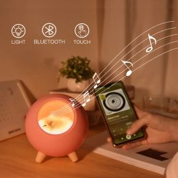 ZIHOTLE Cute Cat Bluetooth Speaker Creative LED Night Light Music Night Light Rechargeable Touch Sensing Bedside Feeding Lamp