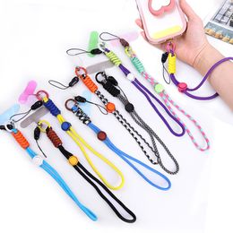 Braided Mobile Phone Lanyard Strap Adjustable Hanging Chain Ring Cord with Patch Wrist Strap Holder Detachable Rope Keychain