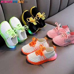 Sneakers Size 21-30 Children LED With Light Up sole Baby Led Luminous Shoes for Girls /Glowing Lighted Kids Boys Q240412