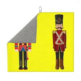 Table Mats Nutcracker Doll Dish Drying Pads Custom Absorbent Cartoon Christmas Soldier Toy Microfiber Fast Dry Drainer