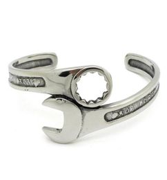 Fashion Silver Tone Metals Tools Wrench Bangle Stainless Steel Biker Bracelet Unique Designer Band Jewellery BB02209B5045521