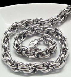 New Middle Eastern Style Silver Pure 316L Stainless steel Silver Oval Rope Chain Link Necklace in Men Jewelry 9mm 200394202211