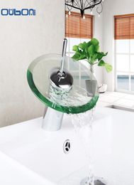 Whole RU New Arrival Waterfall Faucets Bathroom Basin Mixer Bathroom Faucets Single Handle Faucet Glass Waterfall Tap2645587