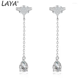 Dangle Earrings LAYA Real 925 Sterling Silver Stud Plate Classic Pear Shaped D Colour 1 Carat A Pair Moissanite Pendant Earring Jewellery 2024