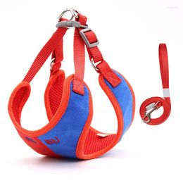 Dog Apparel Adjustable Cat Pet Leash And Harness Set Comfortable Soft Breathable Two Colours Supplies Safety Lever Traction Vest
