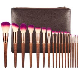 Professional 17pcs Makeup Brushes Set Fashion Lip Powder Eye Kabuki Brush Complete Kit Cosmetics Beauty Tool with Leather Case2764982