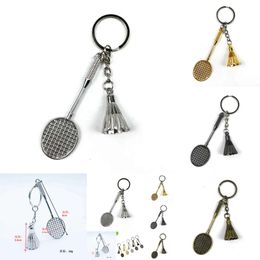 New Metal Badminton Racket Keychains Vintage Mini Sports Keyring for Women Men Car Key Chains Backpack Pendant Novelty Gifts