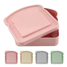 Dinnerware Portable Bamboo Fibre Grade Silicone Sandwich Toast Box Kids School Breakfast Lunch Bento Office Worker Container