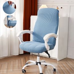 Polar Fleece Office Chair Cover Solid Colour Computer Chair Covers Stretch Armchair Slipcover for Living Room Study Gaming Chair