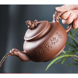 Handmade Tea Making Ceramic Water Pot, Kung Fu Tea Set, Purple Clay Pot, Red Mud, Thick Morality, Carrying Material