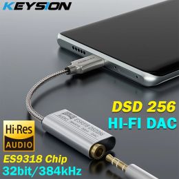 Amplifier KEYSION USB TYPE C to 3.5mm DSD256 HiFi Audio Chip Decoder 32bit 384kHz Headphone Amplifier Adapter DAC for Android Windows 10