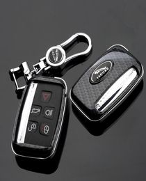 For Jaguar XE XF XJ FPACE Carbon Fibre Style Car Remote Key Shell Fob Case Cover with Metal KeyChain3495481