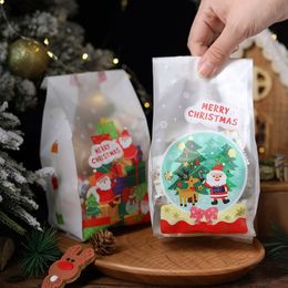 TETP 50Pcs Christmas Bag With Clear Window New Year Party Handmade Cookies Candy Chocolate Packaging Favours Gift Decoration