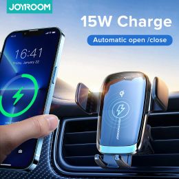 Chargers Joyroom 15W Qi Car Phone Holder Wireless Car Charger Automatic Alignment Car Mount Air Vent Mount Car Charger Universal