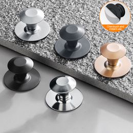 1pcs Punch Free Self-Adhesive Zinc Alloy Drawer Knobs Modern Style Glass Door Pulls Wardrobe Handles With Adhesive Wall Hook