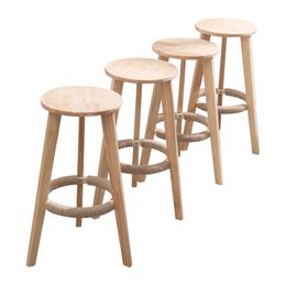 Modern Luxury Bar Stools Wooden Home Design Nordic Chair Kitchen Office Furniture High Stool Nordic Interior Decoration