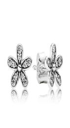 Cute Daisy Stud Earring Original Box set Jewellery for 925 Sterling Silver CZ Diamond flowers Earrings for Women Girls1706182