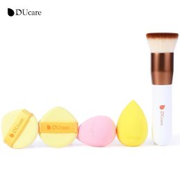 Kits DUcare Foundation Brush Makeup Sponge Flat Top Kabuki Brush Synthetic Blending Liquid Powder Beauty Makeup Blender Cosmetics