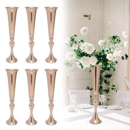 Vases 6 Pcs Wedding Centrepieces Desktop Flower Trumpet Vase European Bouquets Versatile Metal Holder Props 22.2" Height