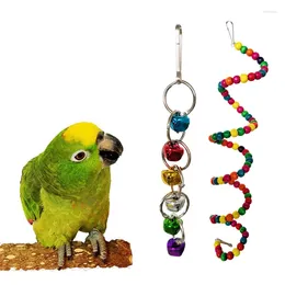 Other Bird Supplies Wooden Beads Shape Reliable Interactive Safe Fun Engaging Colorful Chewable Toy Set Durable Swing Bridge Parrot