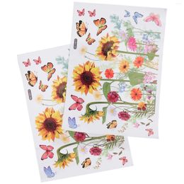 Wallpapers 2 Pcs Sunflower Stickers Home Sticky Toilet Decal Bathroom Decor Wall Decals Cartoon Adhesive Pvc Seat
