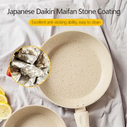 New Non-Stick Flat-Bottomed Pot Sauce Pans Japanese Jam Omelette Pot Maifan Stone Thick Frying Pan Egg Cooker Kitchen Accessorie