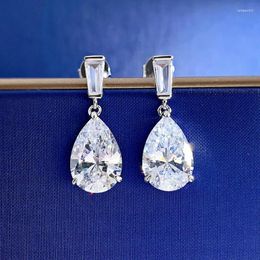 Stud Earrings S925 Silver Droplet Pear Shaped Pure Diamond Wholesale