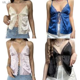 Women's Tanks Camis Xingqing 2022 Summer Lace Camisole Tops Beige Women Slveless V Neck Slim Fit Tank Top Swt Sexy Fashion Swt Crop Top T240412