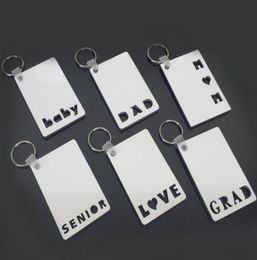 Sublimation Keychain LOVE GRAD DAD MOM SENIOR Key Chain Creative DIY Gift Blank MDF Keyrings 20pcs5736654