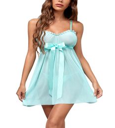 Women039s Sleepwear Women Sexy Lingerie Bow Babydoll Erotic Costumes Pyjamas Underwear Porno Dress Femme Nightdress7695892