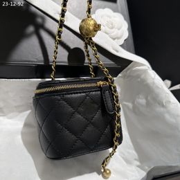 Women Crossbody Bags Shoulder Handbags Golden Ball Chain Designer Luxury Portable Cosmetic Lipstick Bag Sheepskin Black Ladies Fashion Small Purses 677