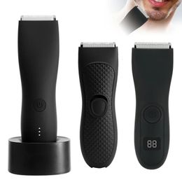 Mens Electric Groin Hair Trimmer Pubic Hair Removal Intimate Areas Body Grooming Clipper Epilator Rechargeable Shaver Razor 240403