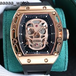 Richardmill Watch Active Fully Automatic Mechanical Trendy High-end Version Ghost Head Handmade Diamond Inlaid Domineering Men 1QTL