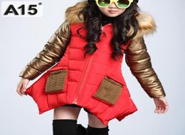 Kids Girls Winter Jacket with Fur Collar Parka Clothes Baby Warm Hooded Cotton Coats Big Size 4 6 8 10 12 14 Years 2011024661845