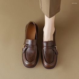 Dress Shoes British Style Soft Soled Small Leather A Slip-on Loafers With Round Head Single Shoe Women's Peas