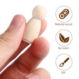 60pcs Wooden Peg Dolls Unfinished, 13 inch Wood Peg Dolls Bodies Wooden Peg People for Kids Painting DIY Crafts
