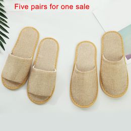 5 Pairs Adults Soft Unisex Spa Linen Gift Travel Hotel Disposable Anti Slip SlippersGuest Homestay Comfortable