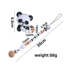 Customized English Silicone Letter Name Baby Pacifier Clip Panda Dummy Chains Newborn Baby Shower Gift
