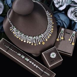 Necklace Earrings Set 2024 Style Luxury Zirconia Nigeria Bridal Wedding Jewelry Sparkling Crystals For Dubai Women Party Prom Decoration