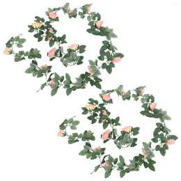 Decorative Flowers 2 Pcs Home Decor Rose Garland Artificial Vine Vines Room Garlands Decoration Realistic