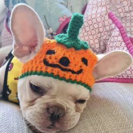 Dog Apparel Pet Halloween Costume Hat For Cat Dogs Festival Party Props Pumpkin Knit Po Cap