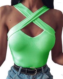 Women's T Shirts Sexy Top Cross Neck Sleeveless Tank T-Shirt Vest