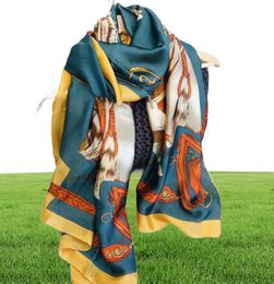 Designer Silk scarf Pashmina for Women 2021 Summer Orange Horse Printed Long Scarves Scarfs Wrap 180x90Cm Shawls S2299275952