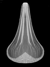 Whole Crystal Bridal Veils Chapel Length 25m Long Bling Bling Beaded Wedding Veil Ivory Or White Veil With Comb1804666