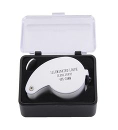 Magnifying Loupe 40X 25mm 40X25mm 40 x 25 Jeweller LED Light Glass Magnifier whole Drop New1918823