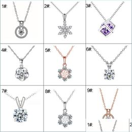 Pendant Necklaces Crystal Necklace 925 Sier 9 Styles Chain Women Exquisite Jewellery For Wedding Accessories Gift Drop Delivery Dhgarden Dh8Vd