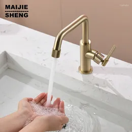 Bathroom Sink Faucets Luxury Basin Mixer Faucet Gourmet Washbasin Taps Water Tap Cold Tapware Brushed Golden Brass