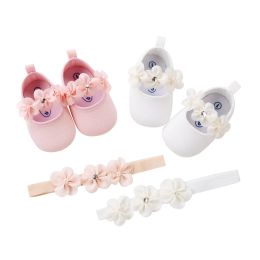 Sneakers Princess Party Baby Shoes Newborn Infant Casual Comfort Spring Autumn Baby Shoes For Baby Girl Shoes+ Flowers Headband 2Pcs/Set